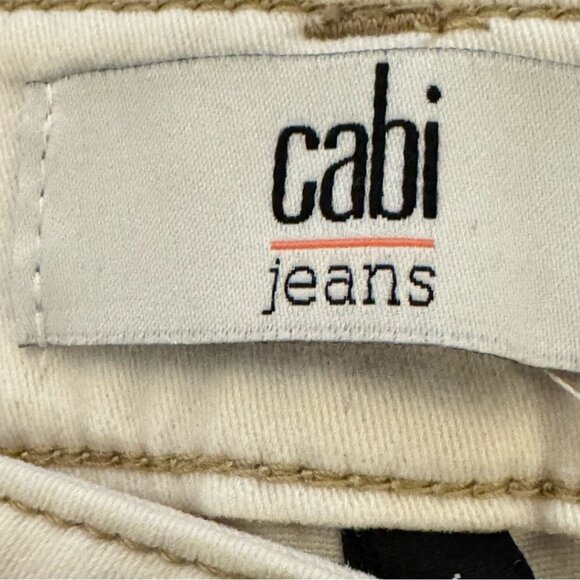 Cabi off-white slim distressed low rise boyfriend skinny  chino pants sz 4 b41 - Picture 2 of 9